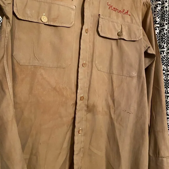 Vintage 1940s era ASHCRAFT BROS. FLYING SERVICE technician work shirt. - Picture 5 of 9